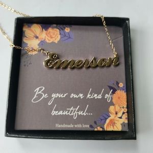 Personalized "Emerson" 14k Gold Plated, Stainless Steel Necklace.
